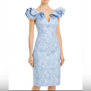 Eliza J Light Blue Ruffle Midi Dress